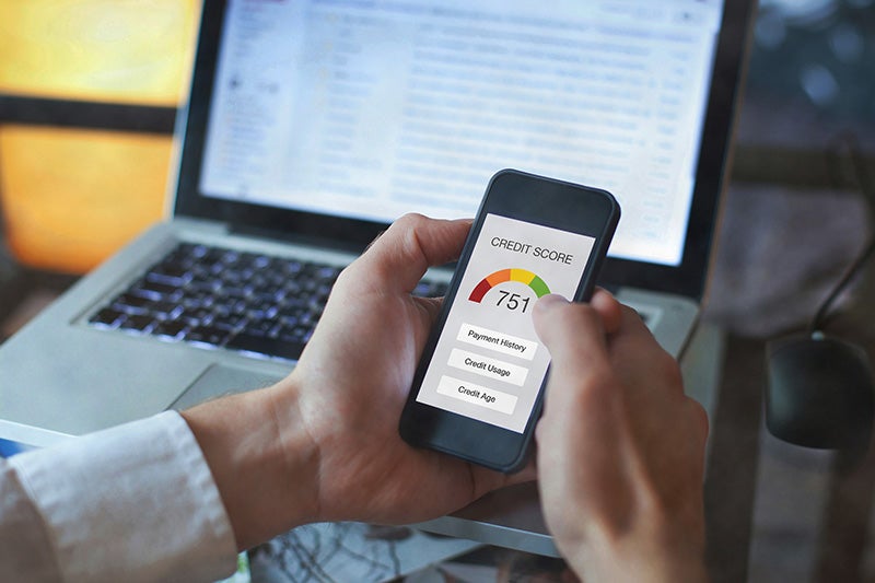A person viewing a credit score in mobile